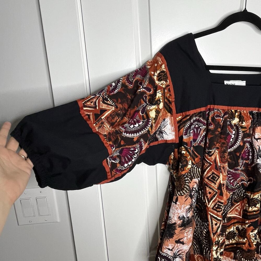 Vtg Krist Gudnason Dress Women's XL African Safari Muumuu House Dress Kaftan - Picture 6 of 7